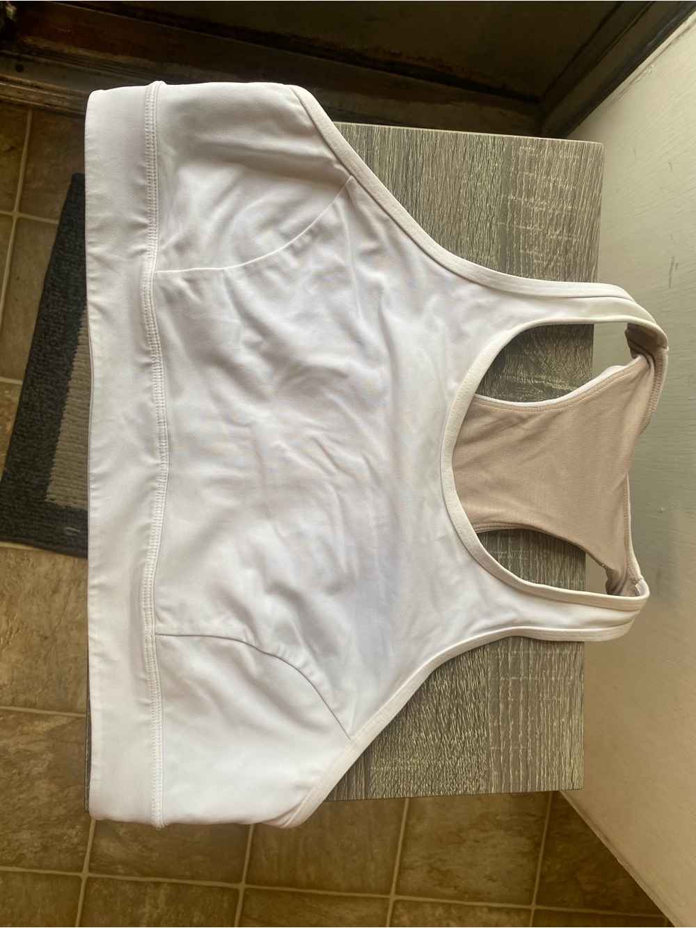 Lululemon White Racerback Sports Bra - Light Neutral Lining